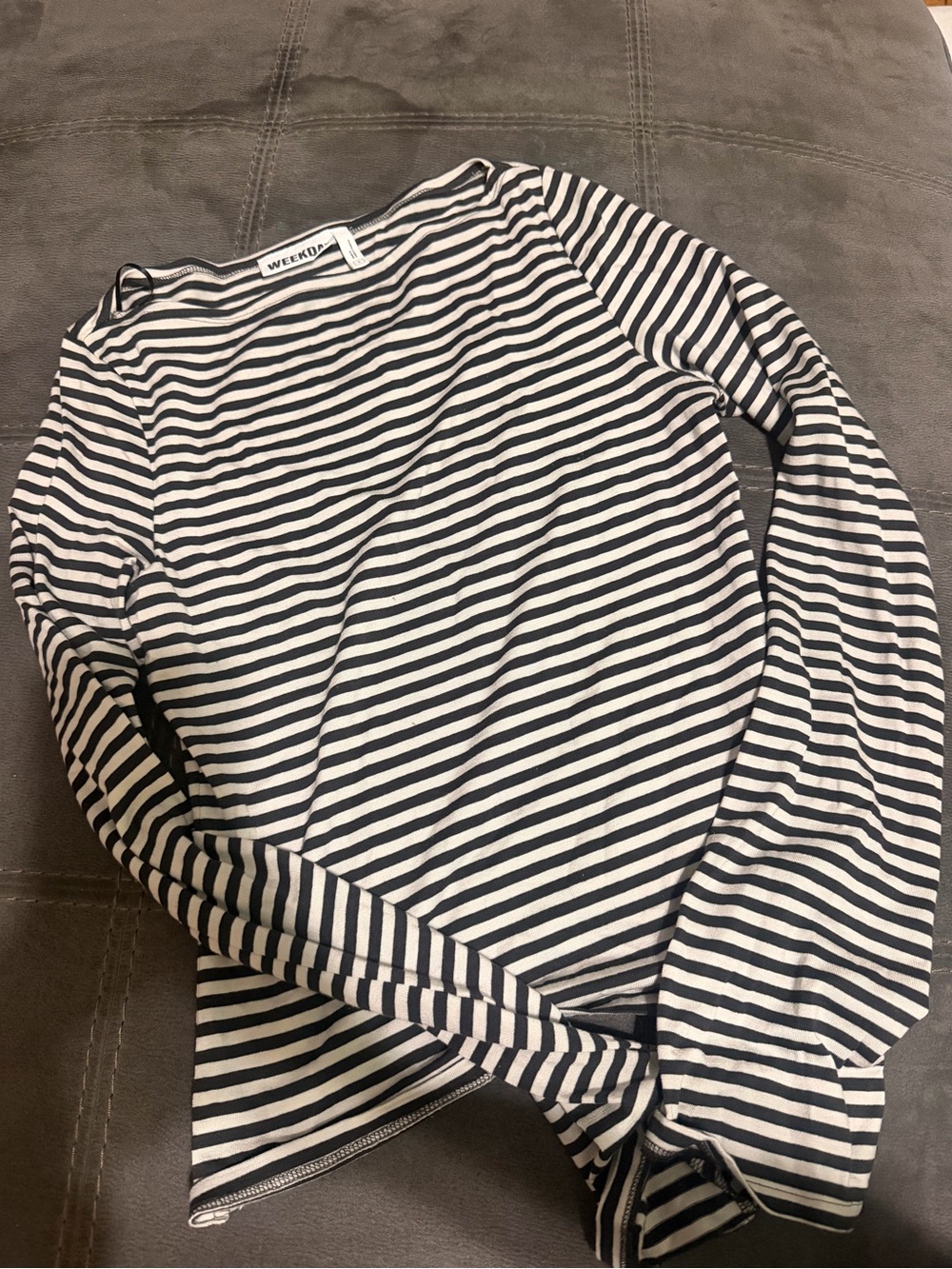 ASOS Black and White Striped Long Sleeve Top